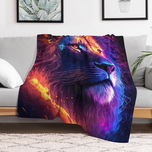Couverture lion adulte enfant plaid flannel lit sofa couverture moelleuse - 3