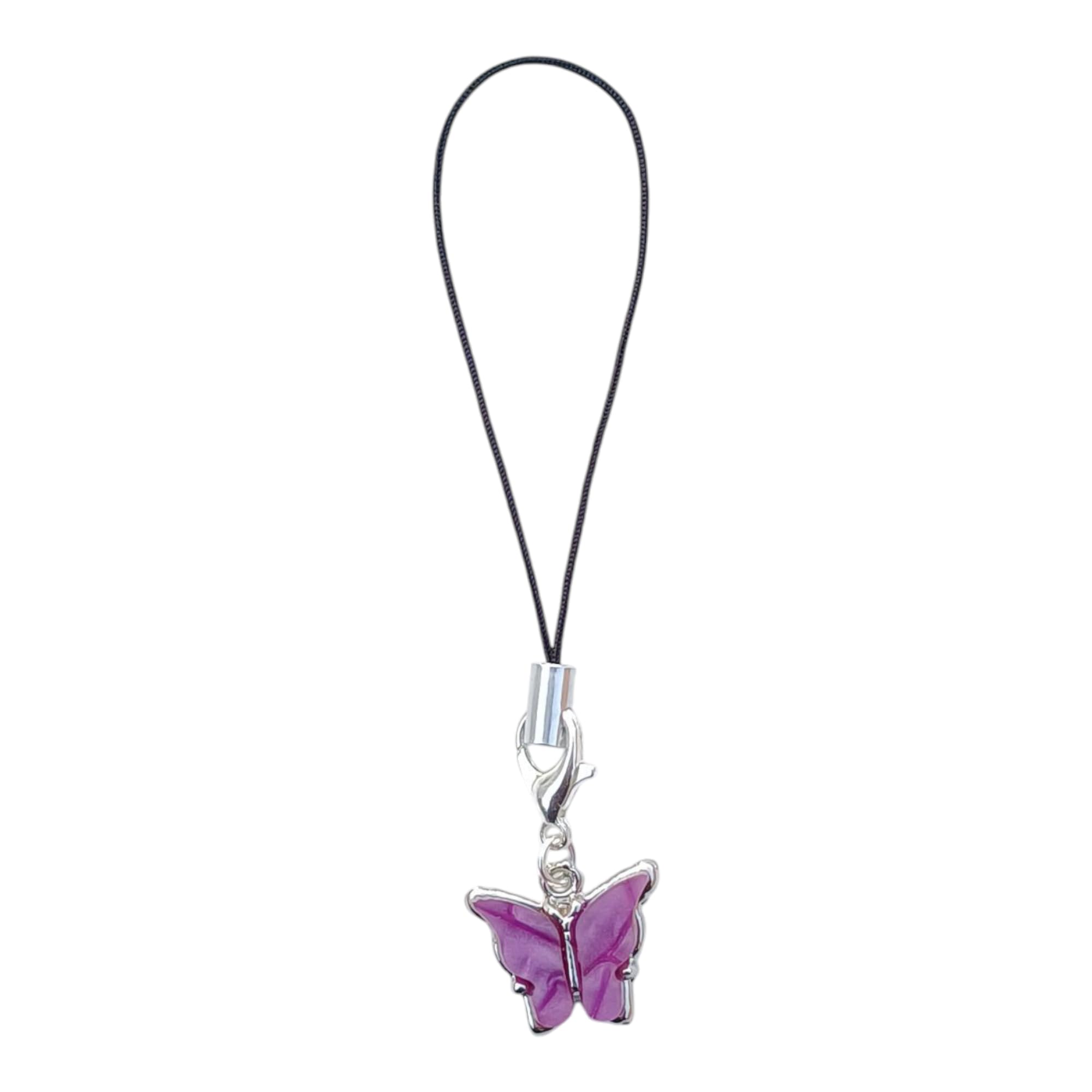 Purple Butterfly Phone Charm, Mobile Strap with Silver Metal Pendant-image-12