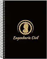 Caderno Universitário Espiral 20 Matérias Profissões Engenharia Civil (Preto e Gold)
