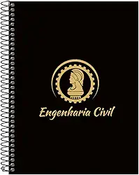 Caderno Universitário Espiral 10 Matérias Profissões Engenharia Civil (Preto e Gold)