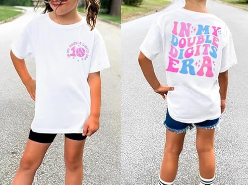 Image of in My Double Digits Era Shirt for Girls 10th Birthday T-Shirt 10 Year Old Girl Birthday Party Short Sleeve Tee Tops
