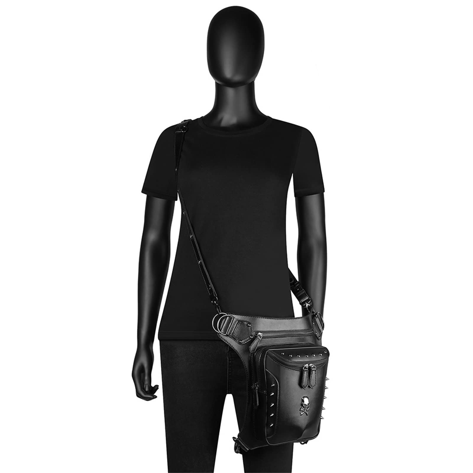 Sac de Taille Punk Pochette Sac Messenger Ceinture Gothique Steampunk pour Le Cyclisme Randonnée