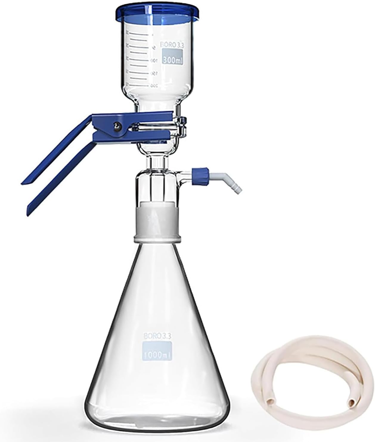 Laboratory Vacuum Filter Assembly, 1000ml Glass Filter Unit, 40mm Sand Core Diameter, High Temperature Resistance, Fast Lab Solvent Filtering