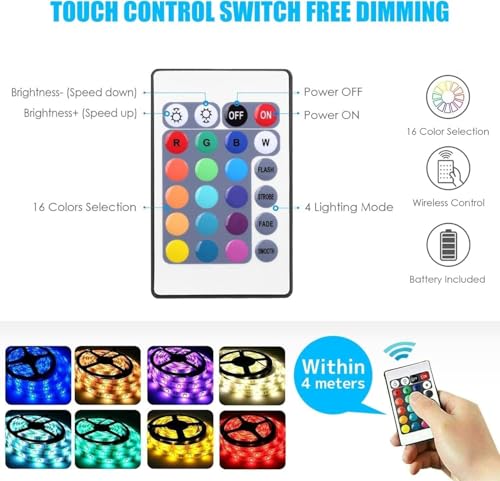 Image of SKYBUCKET15ft LED Lights for TV 32-65 Inch | RGB TV Backlight Strip with Music Sync, Bluetooth App & Remote | USB Powered Bias Lighting for Gaming (Tv Back Ground Light)