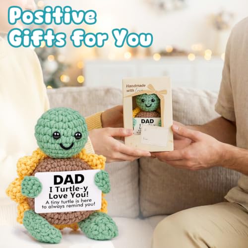 CheriGift Dad Gifts, Dad Birthday Gifts - Positive Handmade Crochet Sunflower Turtle Decor for Daddy from Daughter Son - Presents for Dad's Birthday, Christmas, Fathers Day - Image 2
