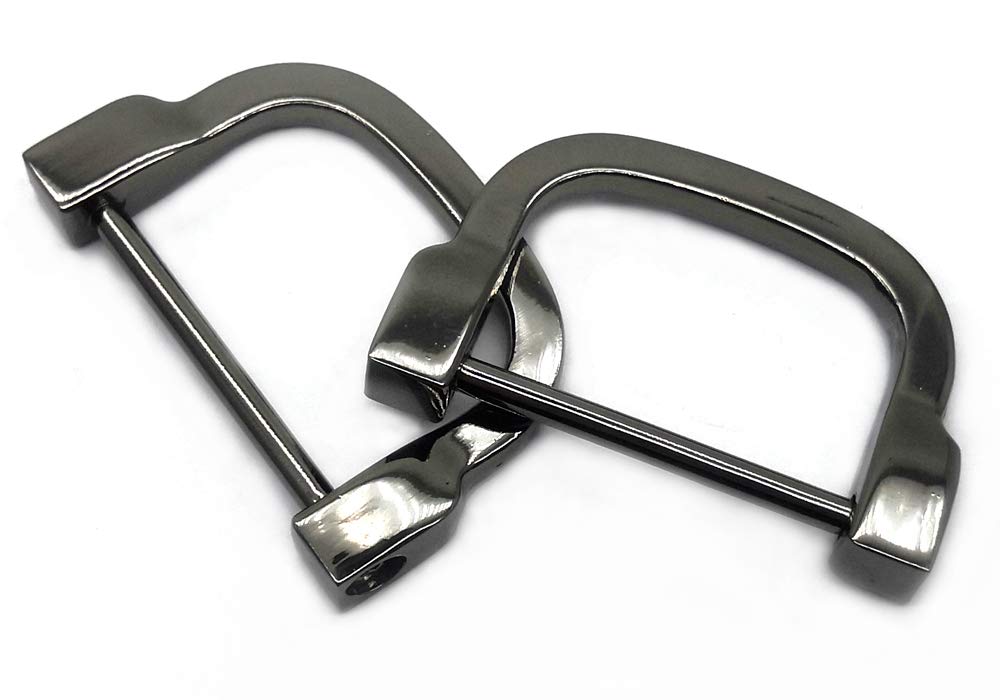 ZLYY 4pcs 1.2inch D-Rings Horseshoe & U Shape D Rings, Screw in Shackle DIY Leather Craft Purse Keychain Accessories (Black)