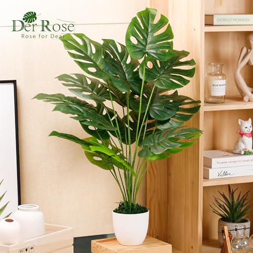 Der Rose 28" Fake Plants Large Artificial Monstera Faux Potted Plants Indoor Tall Tree for Living Room Decor - Image 5