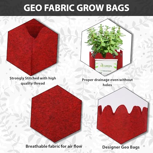 Image of Geo Fabric Grow Bags for Plants 6X7 Inch (Pack of 1) | 400 GSM Heavy Duty UV-Protected Round Maroon Colour Plant Bags for Terrace and Vegetable Gardening | Strong & Reusable|