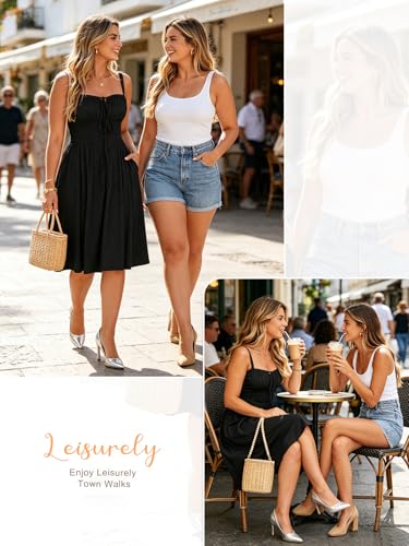 Image of YIOYOLA Womens Summer Mini Corset Casual Dresses Spaghetti Straps Lace Up Vacation Beach Sundress with Pockets 2026
