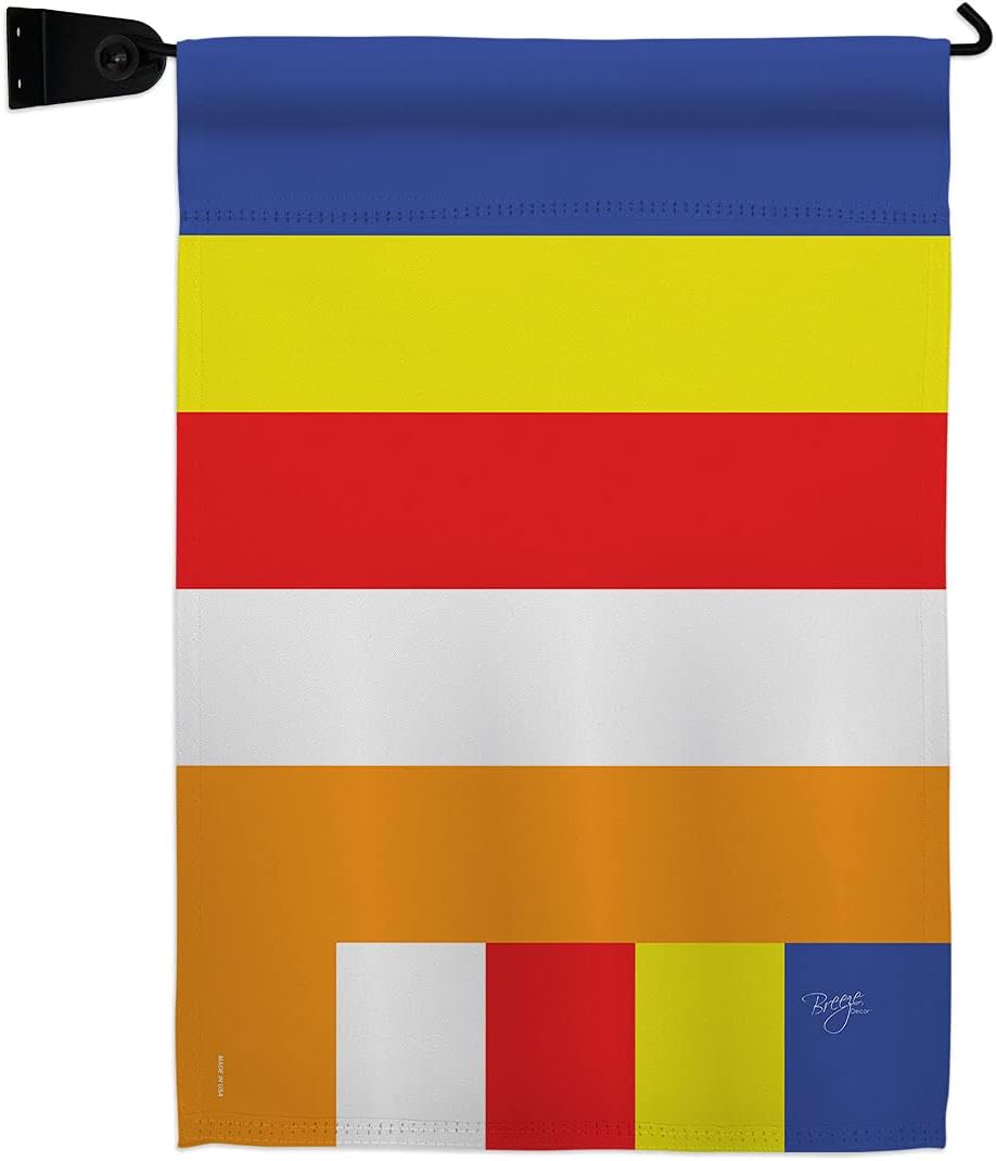 Buddhist Garden Flag Set Wall Holder Religious Faith Hope Grace Peace Dove Christian Religion Easter Small Decorative Gift Yard House Banner Made In USA 13 X 18.5