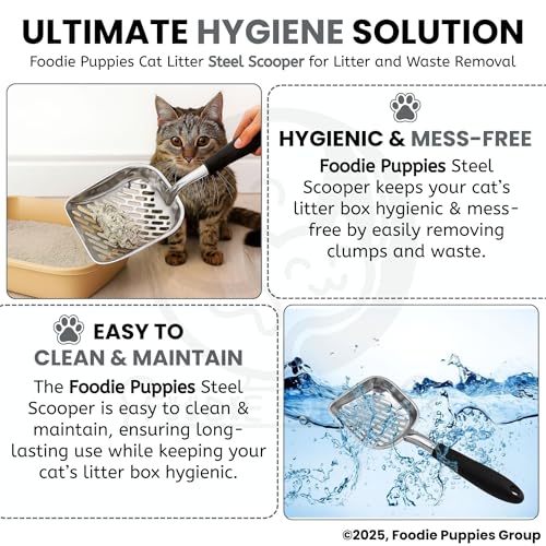 Image of Foodie Puppies Cat Litter Poop Steel Scooper | Easy to Scoop, Comfortable Grip Handle | Scoop Cum Shovel Suitable for Cats, and Kittens, Cleaning Tool for Cat Sand and Waste Removal