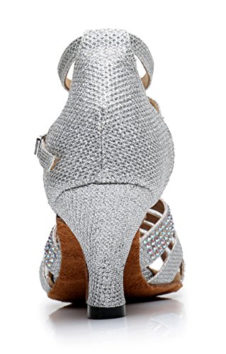 TDA Women's Fashion Mid Heel Crystals Glitter Synthetic Tango Ballroom Salsa Latin Dance wedding Shoes3