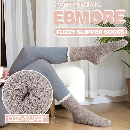 Image of EBMORE Womens Fuzzy Socks Fleece Fluffy Cabin Plush Warm Sleep Soft Cozy Winter Adult Socks