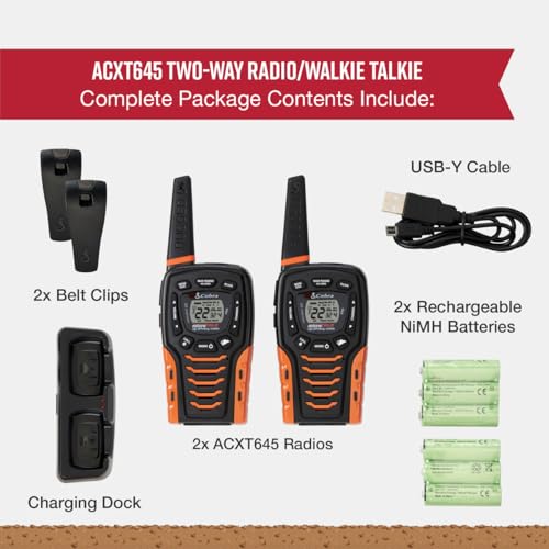 Cobra ACXT645 Waterproof Walkie Talkies - Rechargeable, 22 Channels, Long Range 35-Mile Two-Way Radio Set thumb #6