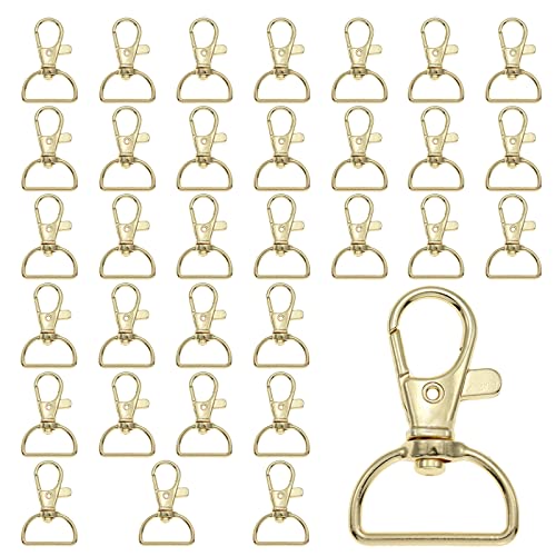 ZHOUSTOU 30 Stück Schlüsselanhänger Makramee Schlüsselringe Karabiner Gold Klein Drehverschluss Karabinerhaken mit Drehgelenk Schwenker D Ring mit Carabiner (20 mm Innenbreite) Cover