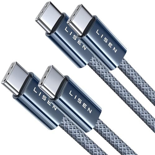 LISEN USB C Kabel Kurz 2m, 2 Stück PD 60W Schnellladekabel Und Datenkabel Nylon Typ C für iPhone 16/16 15 Pro/15 Pro Max Samsung Galaxy Huawei - USB 2.0
