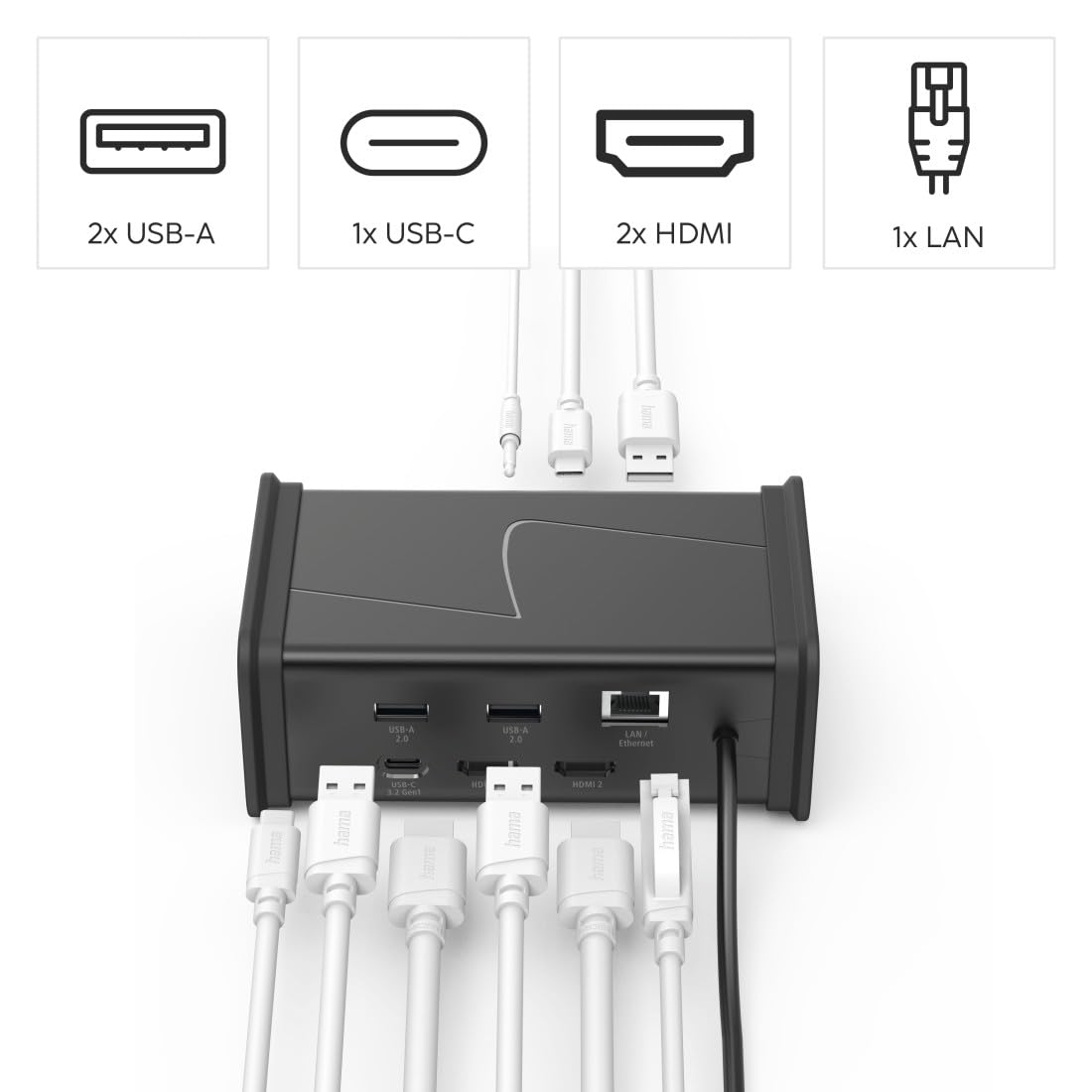 Hub USB-C Connect2Office Black, 9 porte, 2 x HDMI, USB-A, USB-C, LAN