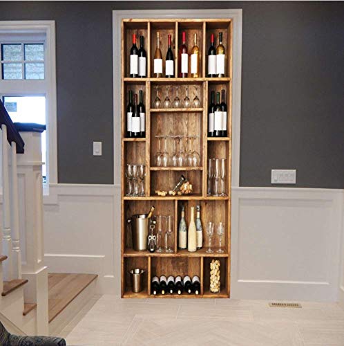 Porte Autocollants 3d Papier Peint Refroidisseur De Vin Sticker Porte PVC Imperméable pour Décoration Mur Salon Cuisine Chambre Salle (Figure 1, 200x77CM)