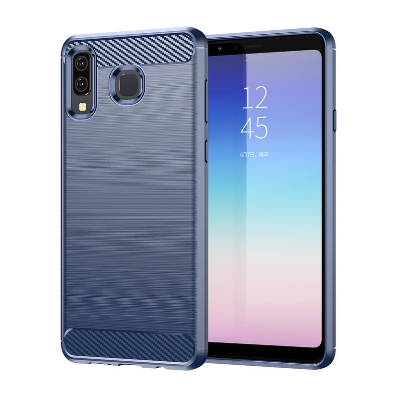 Image of Flexible Back Case Cover for Samsung Galaxy A8 Star - Blue (Carbon Fibre)