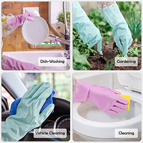JOYECO Reusable Rubber Gloves - 3 Pairs, Non-Slip Household Cleaning Gloves For Kitchen, Dishwashing, X-Large Size - View #2