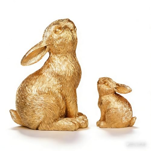 2 Figuras de Conejo de Resina para Pascua