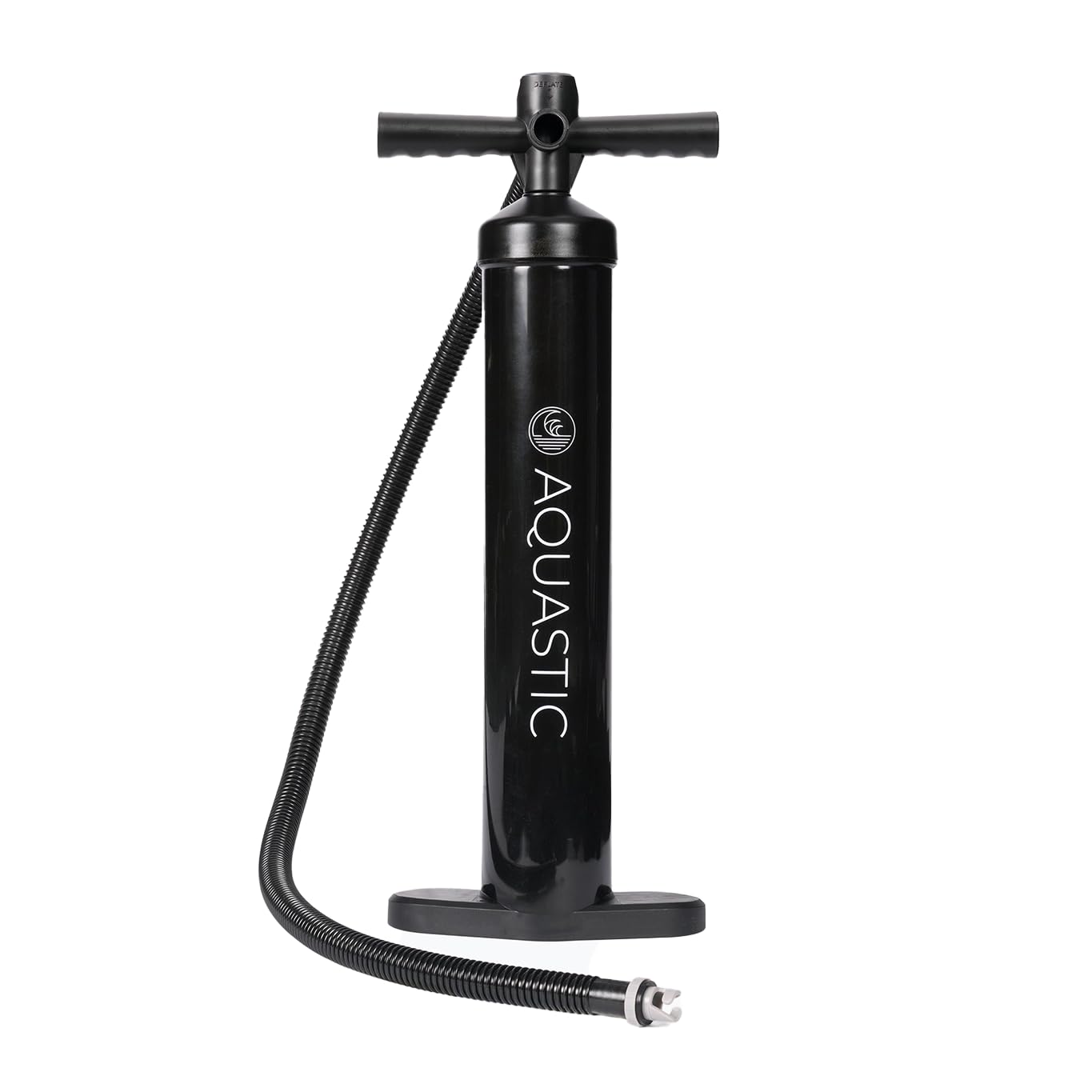 AQUASTIC Pompa a mano per kayak con manometro integrato Pressione 14,5 PSI / 1 bar Due Vani con capacità 3 litri Tubo lungo 125 cm Nero AQS-KPU001
