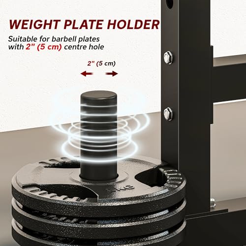 Image of Soozier Adjustable Squat Rack, Multi-Functional Bench Press Rack, Heavy Duty Steel Barbell Stand with Weight Plate Holders for Weight Lifting and Home Gym Strength Training, 660lbs Max Load