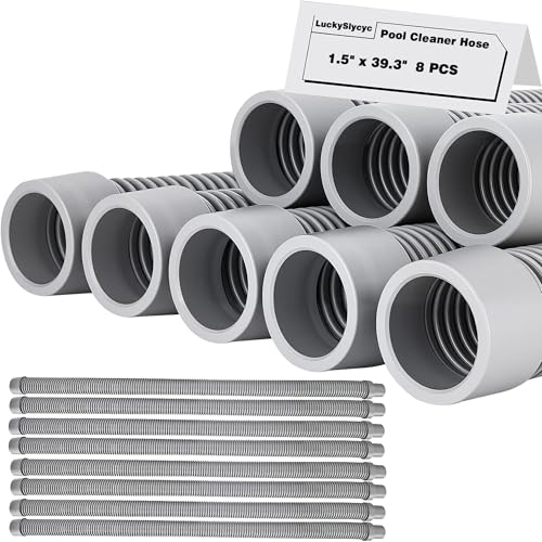 Pool Cleaner Hose Replacement - 1.5 Inch 8-Piece Universal Swimming Pool Vacuum Hose Set for Hayward Navigator Pool Vac Creepy Krauly and other Brands & Most Inground Pool Vacuums (Grey)