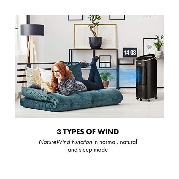 Klarstein IceWind Plus - 4-in-1: Air Cooler, Fan, Humidifier, Air Purifier, Air Throughput: 330 m³ / h, Power Consumption: 65 Watts, NatureWind Function: 4 Speeds, 3 Operating Modes - Image 6