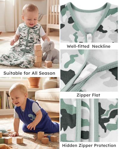 Image of Yoofoss Baby Sleep Sack 0-6 Month 0.5TOG 100% Organic Cotton 2-Way Zipper