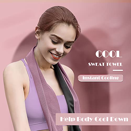 Immoono 10 Pack Cooling Towels Bulk Microfiber Ice Towel Quick Dry Breathable Chilly Sweat Towel Stay Cool Towel For Neck Face Yoga Gym Workout Running Pilates Beach With Carabin Bag, 40X12'', Pink #TOP2