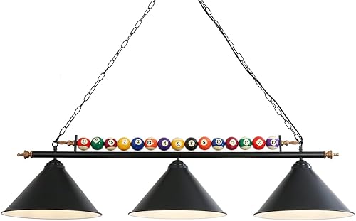 Luces colgantes de mesa de billar de 47 pulgadas accesorios de iluminación para mesa de billar de 7 pies y 8 pies diseño de bola de billar real