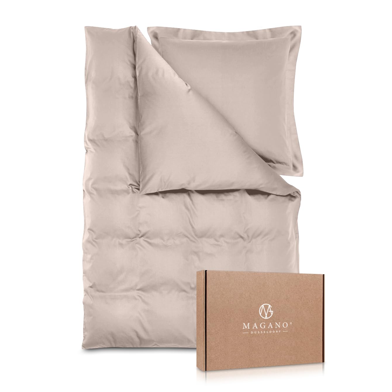 Magano® Luxus Bettwäsche-Set - Bambus & Baumwolle Satin - 400 TC Premiumqualität (Taupe, 135x200 cm + 80x80cm)