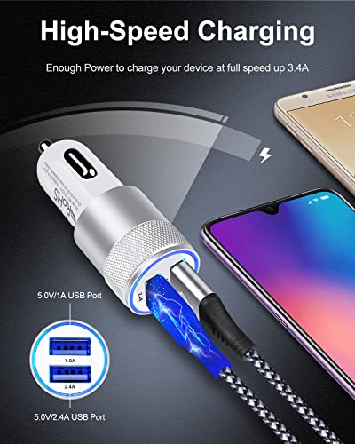 Image of Car Charger, Ailkin 3.4a Portable Dual Port USB Cargador Carro Fit Lighter Spot Socket Adapter for iPhone 11 Pro Max 11 Pro 11 X XR XS Max 8 Plus 7s 6s, iPad, Tablet, Samsung Galaxy Note 10+ S10 Plus