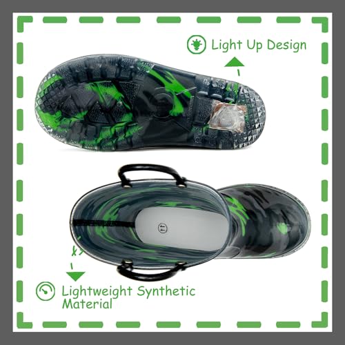 Image of Outee Toddler Kids Adorable Lightwight Waterproof Rain Boots Light Up by Steps