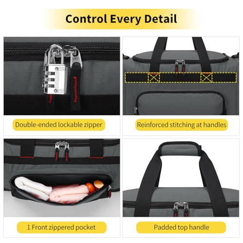 Image of Gym Bag 22 inch Sport Duffle Bag for Men, Dark Grey | 55L, Large Capacity, Multi Pockets, Weekender, Travel, 22 inchx12 inchx13 inch
