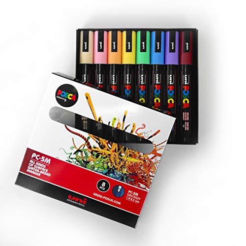POSCA Colouring - PC-5M Pastel Coloured Set of 8 - in Gift Box