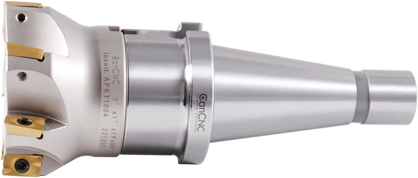 CanCNC Tooling Solutions 3-in Dia. 7 FLute, 90° Square Shoulder Indexable Face Mill w/ 7 APKT1604 Milling Inserts, ISO40 Holder, #IS40-4518