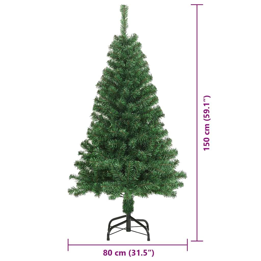 vidaXL Sztuczna choinka z podstawą Zielony 150 cm PVC i Stal i Plastik