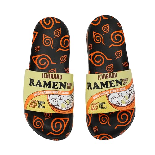 Bioworld Naruto Ichiraku's Ramen Men's Black Slide Sandals2