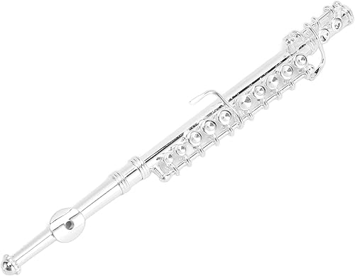 Miniatura 8 de Modelo de flauta miniatura de cobre con soporte y estuche, mini instrumento musical réplica modelo de casa de muñecas, decoración del hogar de 4.3