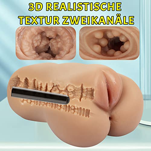 Realistische Masturbator 2 in 1, Automatischer SexSpielzeug für Die Männer Penis Vibratoren für Ihn, Masturbieren Elektrisch Pussy Taschenmuschi Groß mit 3D Vagina Anal – Bild 7