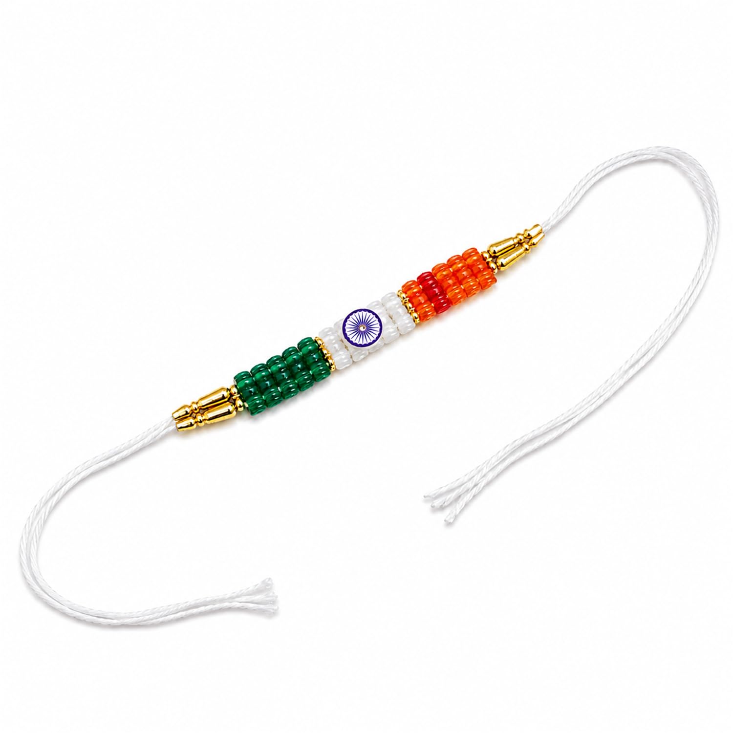 Indian Flag Rakhi for Brother | Tiranga Beaded Rakhi with Ashoka Chakra Design-image-30