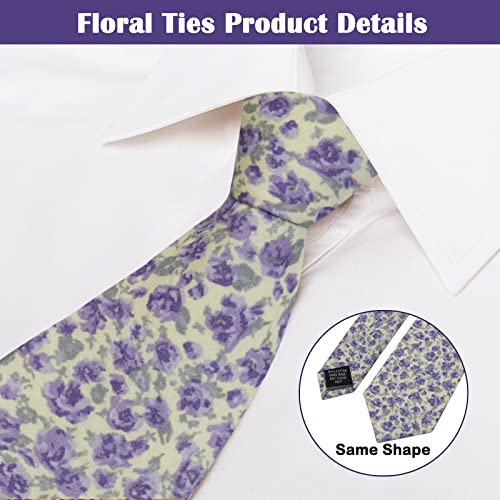 Image of Mantieqingway Men Skinny Tie Cotton Floral Necktie for Wedding Groomsmen Tie