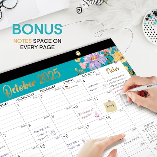 Image of Desk Calendar 2026-2027, 21-Month Calendar Runs Until June 2027, Large 17 inch x 12 inch Monthly Desktop & Wall Calendar for Home & Office - Floral