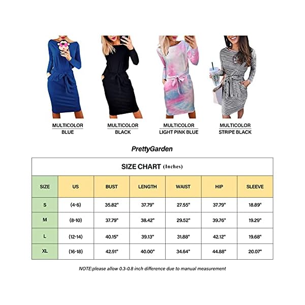 PRETTYGARDEN 2023 Fashion Fall Dresses for Women Casual Long Sleeve Belted Party Bodycon Sheath Pencil Dress (Black,Medium)