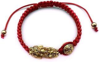Feng Shui The Best Red String Bracelet with Golden Pi Xiu/Pi Yao Attract Wealth and Good Luck Amulet Bracelet
