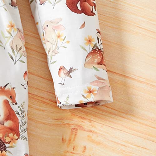 Patpat Baby Toddler Girl Dress Animals Deer Print Round Neck Long Sleeves A-Line Casual Dress For Girls #TOP5
