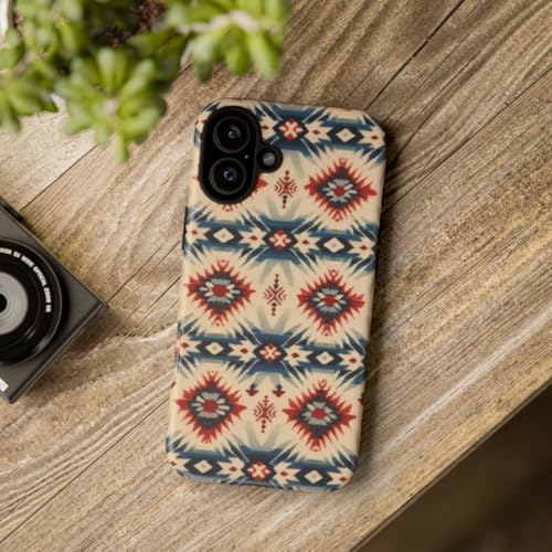 Coque iPhone 16 Plus géométrique rouge et bleu finition mate premium - 4