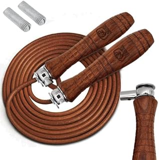 Senshi Japan Genuine Leather Heavy Skipping Rope | Weighted Jump Rope For Boxing, MMA, Jumping Rope Cardio, Adjustable Leather Skipping Rope With Weighted Handles For Fitness
